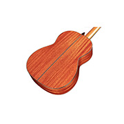 Angled close-up back body view of C9 Crossover ukulele thumb