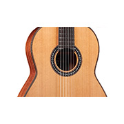 Close-up front body view of C9 Parlor ukulele thumb