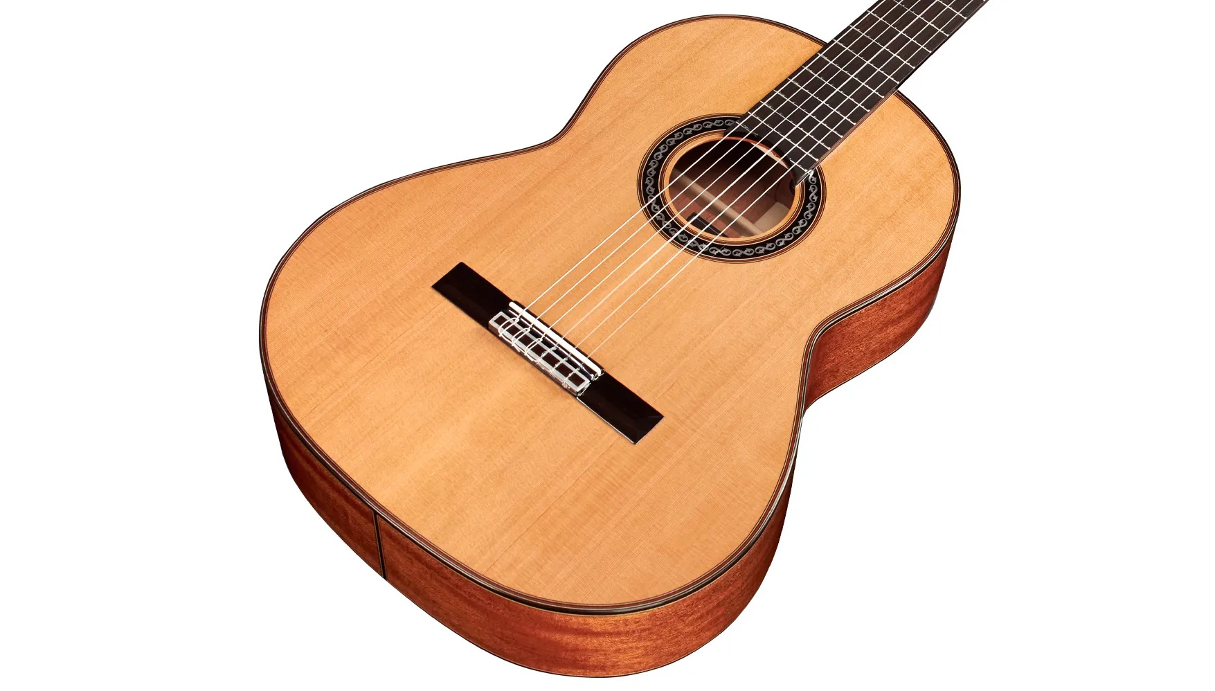 Angled close-up front body view of C9 Parlor ukulele