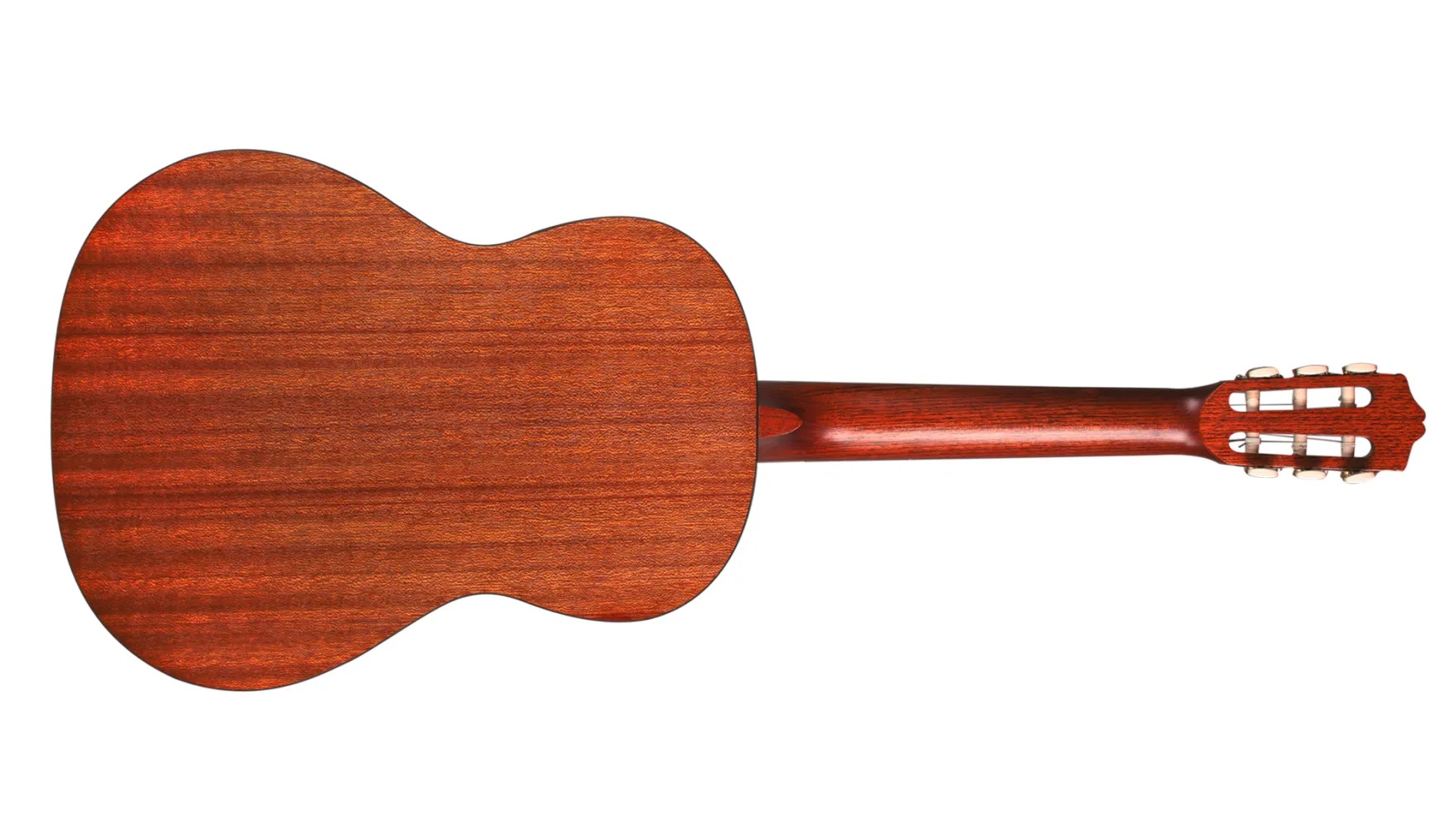 Horizontal back view of full-size Córdoba nylon string acoustic guitar