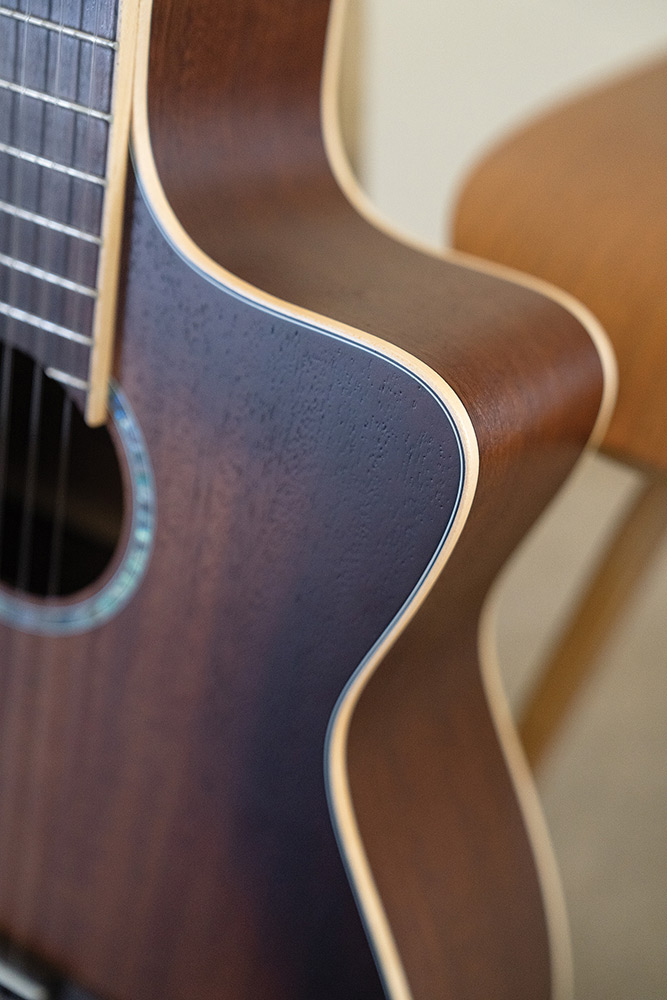 Close-up front of the headstock of C4-CE