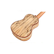 Angled back view of 24C Spruce ukulele thumb