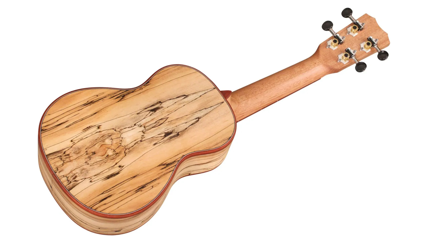 Angled back view of 24S Spruce ukulele