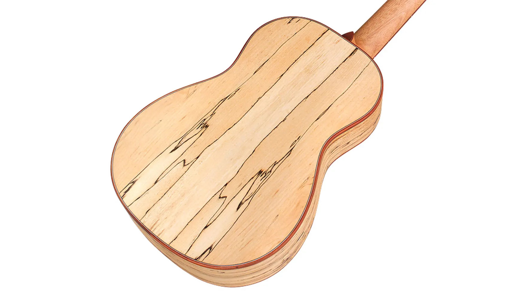 Angled back view of 24B Spruce ukulele