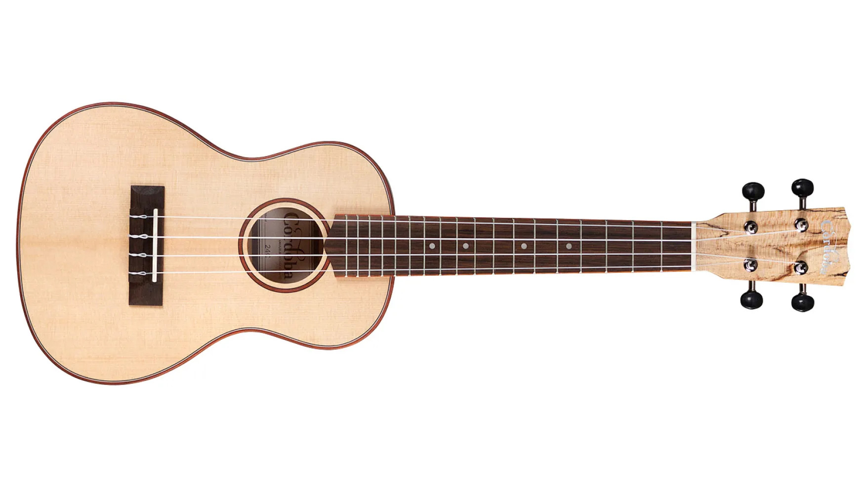 Horizontal front view of 24C Spruce ukulele