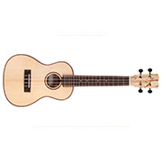 Horizontal front view of 24C Spruce ukulele thumb