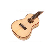 Angled front view of 24C Spruce ukulele thumb