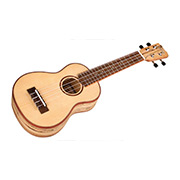 Angled front view of 24S Spruce ukulele thumb