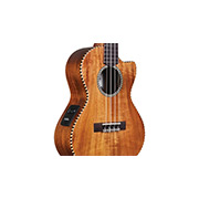 Close-up front body view of 25T-CE ukulele thumb