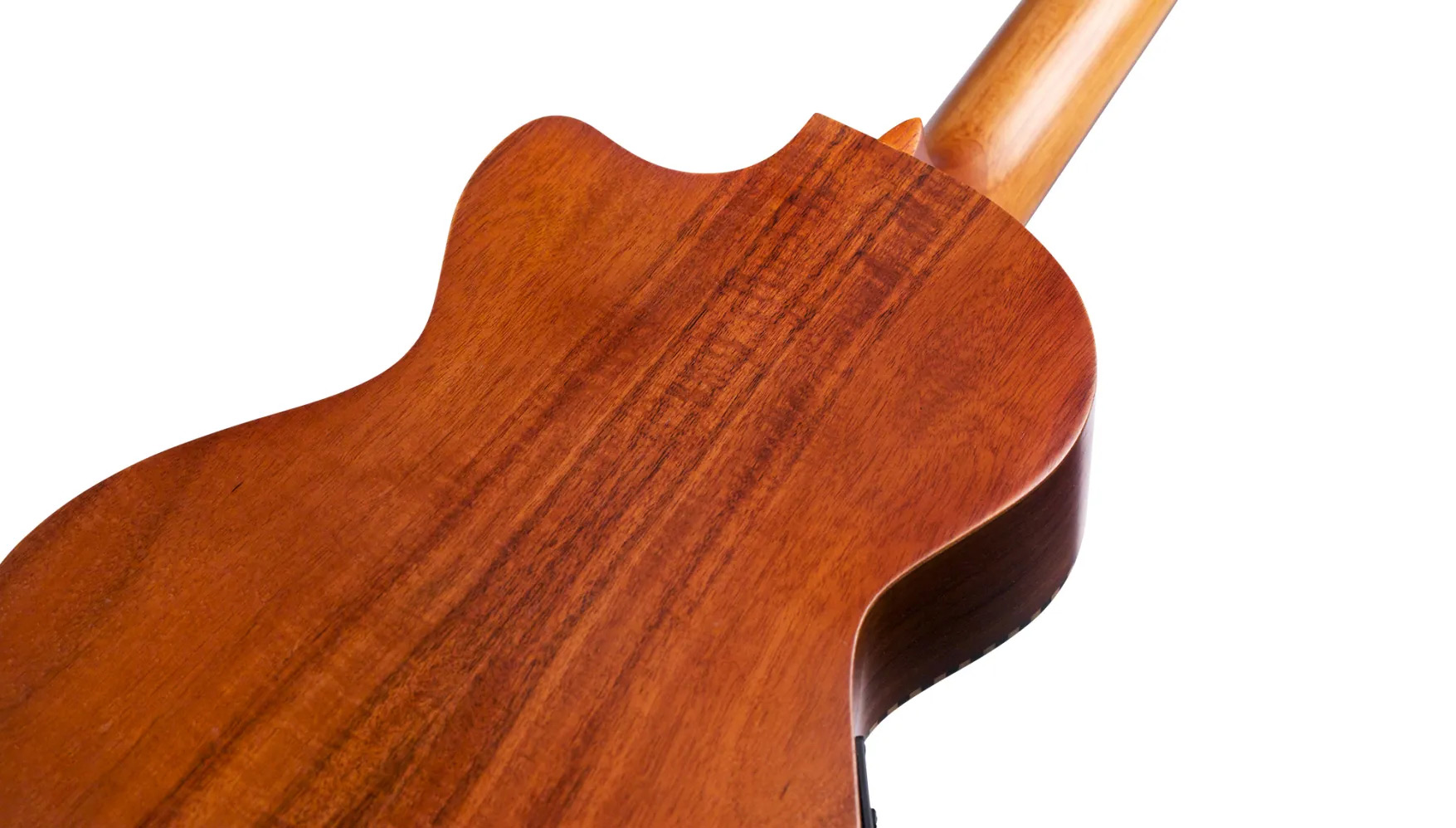 Angled back view of 25T-CE ukulele