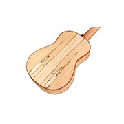 Angled back view of 24B Spruce ukulele thumb