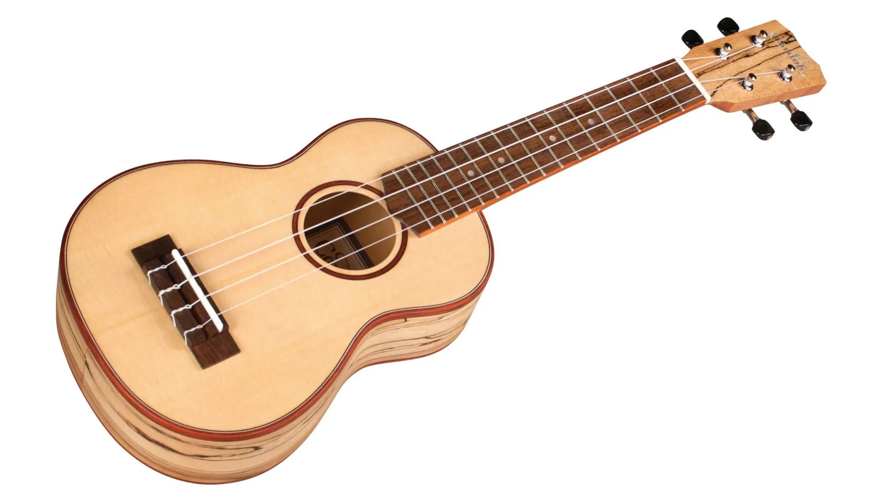 Angled front view of 24S Spruce ukulele