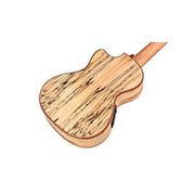 Angled back view of 24T-CE Spruce ukulele thumb