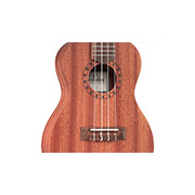 Close-up body view of concert-sized ukulele thumb