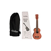 View of ukulele bag, Ukulele Player Pack S box, and ukulele thumb