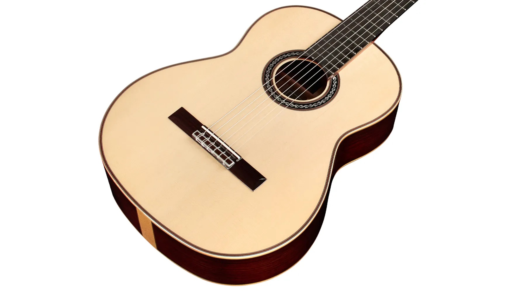 Angled close-up front body view of C12 SP ukulele