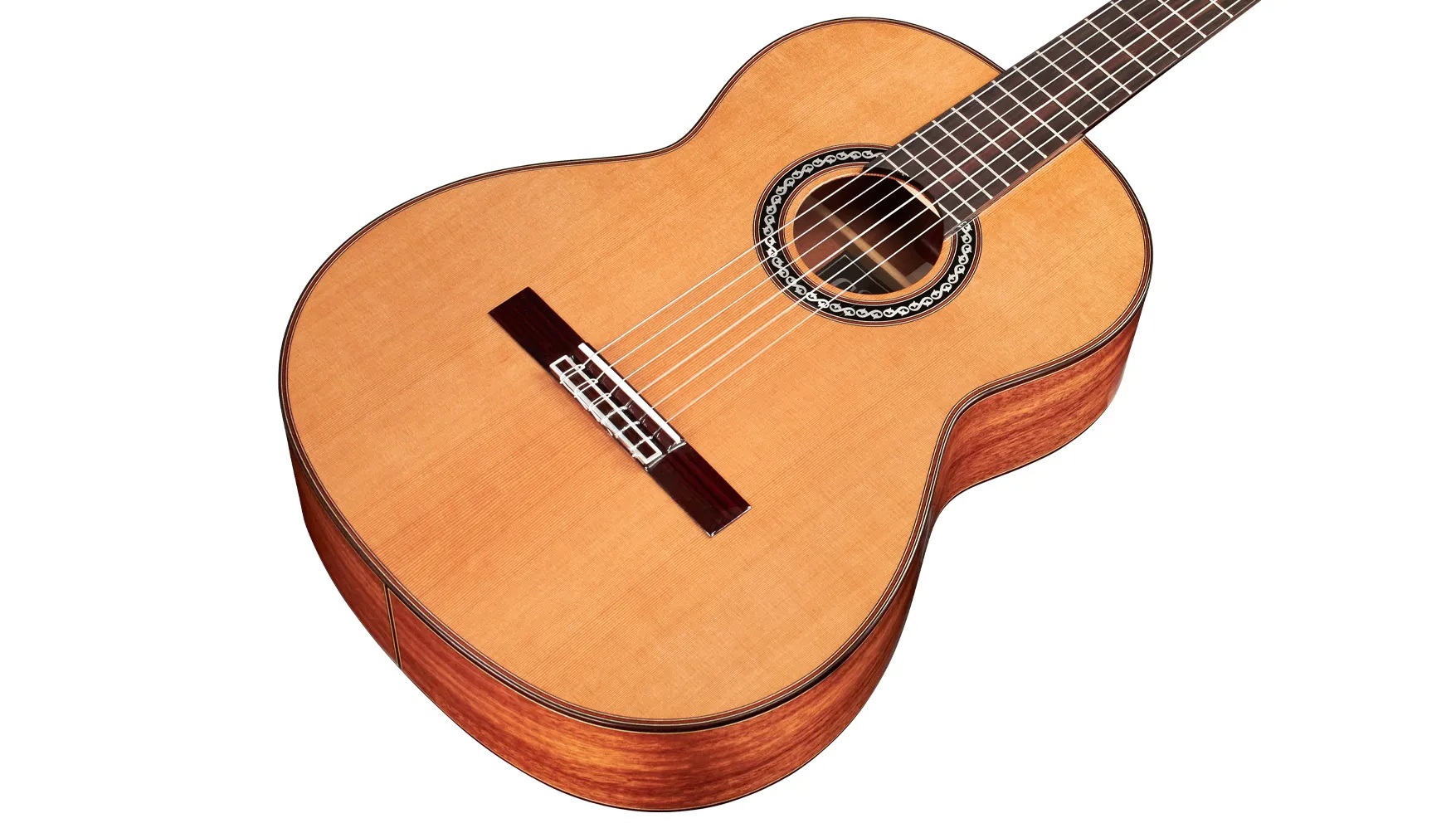 Angled close-up front body view of C9-CD ukulele